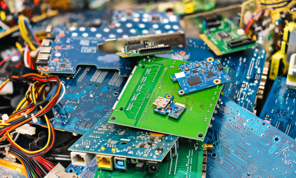 a pile of old circuit boards