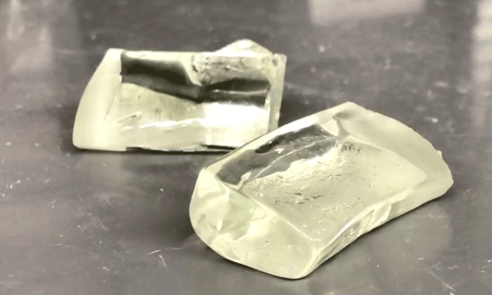 Samples of Lionglass on a steel table