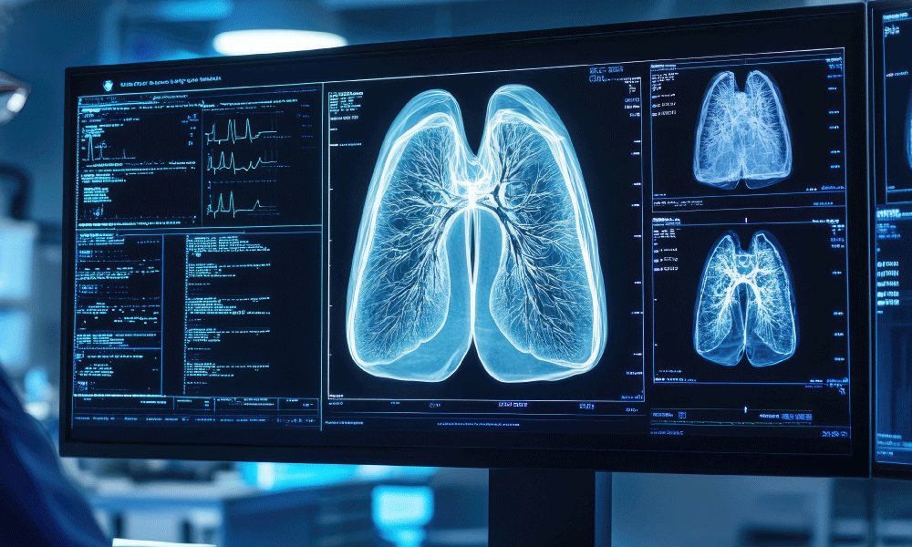 xray image of lungs on a computer screen